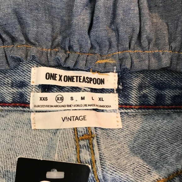 NWT One Teaspoon Unique Vintage Le Saints Oversized Crop Jeans Size XS - Picture 9 of 10